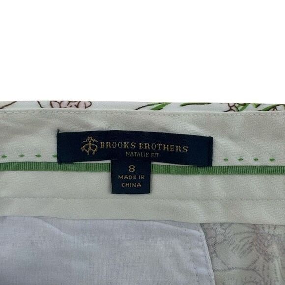Brooks Brothers Floral Natalie Fit Chino Pants Women Size 8 Tapered Cotton Blend - Picture 5 of 9